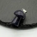 Blue sandstone mushroom pendant mineral crystal DIY carving jewelry accessory charm. - Synthetic Blue Goldstone - 1 Piece