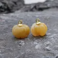 13-14mm natural yellow jade carved pumpkin pendant diy handmade jewelry accessory wholesale - Topaz