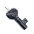 Black Agate Crystal Heart Key Pendant Necklace Charm Natural Gemstone Jewelry Accessory - Obsidian