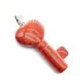 Red jasper stone heart key pendant detail view, natural crystal agate necklace jewelry item. - Red Jasper