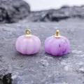 Ciondolo zucca intagliato in giada viola 14mm per braccialetto collana gioielli fai da te. - Calcedonio Viola