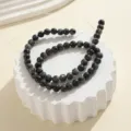 Naturstein Perlen 6mm rund lose Edelsteinperlen DIY Schmuckherstellung Zubehör für Armbänder - 6mm Runde Perle Strähne / Schwarz Blitz