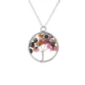 Natural Stone Crystal Tree of Life Pendant Necklace Wire Wrapped Healing Chakra Jewelry Gift - Tourmaline