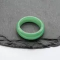 Natural green crystal gemstone ring minimalist plain band vintage style hand jewelry accessory - 18-20mm Inner Diameter / Green Aventurine