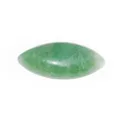 Vista di dettaglio gemma cabochon marquise verde per creazione gioielli con anello. - Giada avventurina