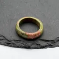 Natural stone ring gemstone round band vintage style jewelry accessory for daily wear - 18-20mm Inner Diameter / Unakite