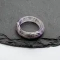 Close-up detail shot of natural purple crystal agate ring, elegant stone band jewelry. - 18-20mm Inner Diameter / Amethyst