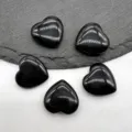 Natural black obsidian crystal heart stone polished gemstone craft 20mm detail view - Obsidian