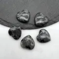Natural crystal heart gemstone charm 20mm healing stone pocket crystal decor detail shot - Labradorite