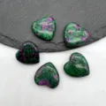 Natural ruby zoisite crystal heart stones, 20mm polished gemstone palm stones for decor. - Ruby Zoisite
