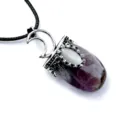 Collana con ciondolo a mezzaluna in cristallo naturale con pietra occhio di gatto e montatura argento. - Collana Ciondolo Stella Luna / Ametista