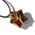 Natural crystal star pendant wire wrapped tree of life gemstone pentagram necklace jewelry - Mahogany Obsidian