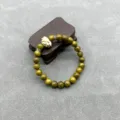 Pulsera de loto de sándalo verde 8mm cuentas de Buda de madera loto tallado retro cadena de muñeca - Loto de Círculo Único / 8mm