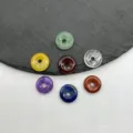 Cuentas de donut de jade cristal natural y accesorios de joyería Ping An Kou en varios colores. - 14mm (Juego de 7 piezas)