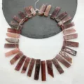 Filo di perle rettangolari lunghe in pietra naturale per creazione di gioielli fai da te - Quarzo rosa