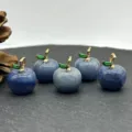 Blue crystal apple pendants for DIY jewelry making, stunning natural stone charms for necklaces. - Blue Aventurine
