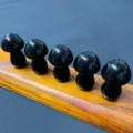 Natural stone crystal mushroom decor for micro landscape garden and fish tank 35mm - Obsidian (1 Piece)
