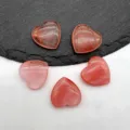 Natural crystal heart shaped gemstone pendant ornament pink quartz healing stone 20mm decor - Watermelon red