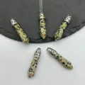 Pendente a colonna esagonale in cristallo di pietra naturale collana proiettile gioiello - Dalmatian Jasper