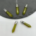 Naturstein Kristall sechseckige Säule Anhänger Halskette Schmuck Zubehör Set Damen - Olivenjade