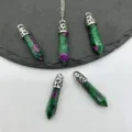 Natürlicher Rubin Zoisit Sechseckige Säule Kristall Anhänger Kette Schmuck Zubehör - Rubin-Zoisit