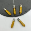 Edelstein Kristall Sechseckige Säule Anhänger Halskette Schmuck Zubehör Stil. - Gelber Stein