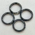 Natural stone ring set grey agate jade finger ring vintage jewelry accessory piece 4pcs - 18-20mm Inner Diameter / Black Flash