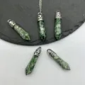 Naturstein Kristall Achat Sechseckige Säule Anhänger Halskette Mode Schmuck Artikel - Blaupunkt-Jaspis