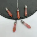 Naturstein Kristall Achat Sechseckige Säule Anhänger Kugel Halskette Schmuck Zubehör. - Wassermelonenrot