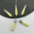 Naturstein Kristall sechseckige Säule Anhänger Halskette Schmuck Zubehör Heilungs-Charms. - Elfenbein