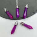 Natürlicher Stein Kristall Achat hexagonale Säule Anhänger Kugel Halskette Schmuck Set. - Violetter Jade