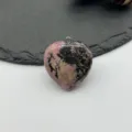 Natural stone heart pendant gemstone charm love necklace DIY accessory jewelry detail view - Rhodonite