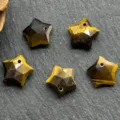 12mm Faceted Star Tiger Eye Gemstone Pendant Natural Crystal DIY Jewelry Necklace Earring Accessory - Tiger's Eye