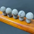 Detail view of natural crystal stone mushroom figures for garden fish tank bonsai decor. - Labradorite (1 Piece)