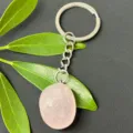 Natural rose quartz tumbled stone keychain with stainless steel ring for bag decor DIY charm - 15-20mm Tumbled Stone / Rose Quartz Keychain