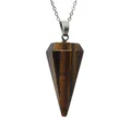 Collana Pendente di Cristallo Cono Esagonale in Pietra Occhio di Tigre Dettaglio - Ciondolo Occhio di Tigre Solo (Senza Catena)