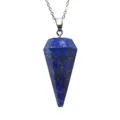Collana con pendente in cristallo a pendolo esagonale in lapislazzuli blu naturale - Pendaglio Lapis Lazzuli (Senza Catena)