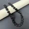 Natural black heart agate stone beads 12mm semi-finished strand for DIY jewelry making detail view. - Obsidian Strand