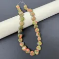 Detailed view of 12mm natural stone heart beads semi-finished string for DIY jewelry making accessories - Unakite Strand