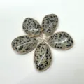Colgante de gota de piedra natural con borde dorado para accesorios de joyería DIY - Colgante Chapado en Oro 32*22MM / Jaspe Dalmata (1 Pieza)