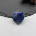 Natural Stone Heart Pendant Blue Sodalite Agate Necklace Charm Accessory for Jewelry Making 30mm - Sodalite Style