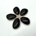 Mooie goudgerande zwarte druppelhanger voor handgemaakte kettingen en oorbellen DIY. - 32*22MM Vergulde Hanger / Obsidiaan (1 Stuk)