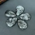 Détail pendentif pierre précieuse goutte, perle cristal naturel pour fabrication bijoux DIY. - Labradorite noire (1 pièce)