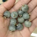 Natural stone apple shape pendant with gold bail for DIY jewelry making necklace earrings - Labradorite