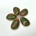 Natuurlijke unakite druppel steen goudrand connector bedels voor DIY sieraden maken. - 32*22MM Vergulde Hanger / Unakiet (1 Stuk)