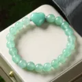 Bracciale Perline Cuore Cristallo Verde Moda Perline Tonde Gioiello Coppia Regalo Trend - Aventurina verde