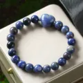 Bracciale di perle in cristallo blu naturale con ciondolo a cuore moda gioiello di coppia - Sodalite
