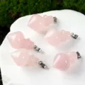 Natural rose quartz crystal cone pendulum pendant necklace jewelry, elegant gemstone decor. - Rose Quartz Pendant