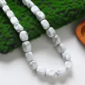 Perle rettangolari in marmo bianco naturale accessori per gioielli fai da te collane. - Turchese Bianco (Sintetico)