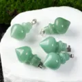 Natural green aventurine stone cone pendulum pendant crystal healing necklace jewelry accessory. - Green Aventurine Pendant